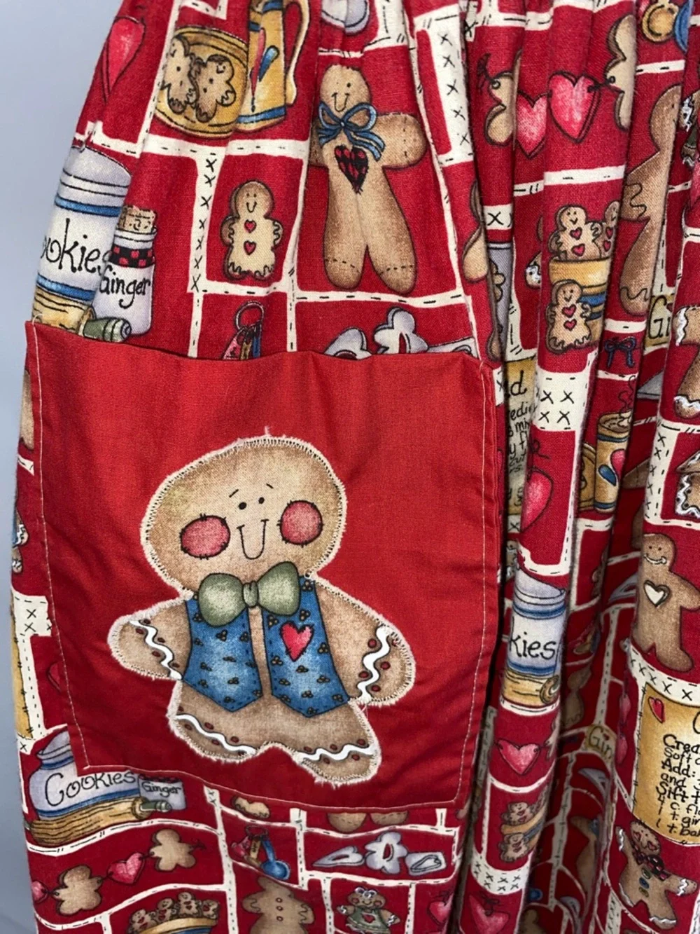 Vintage Baking Apron Grandma's Gingerbread Holiday by Dianna Marcum Red